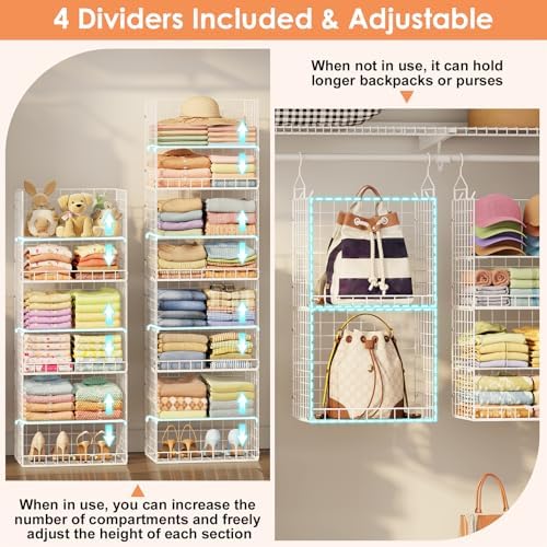 8 Tier Extended Width Hanging Closet Organizer, Sweater Storage - Image 6