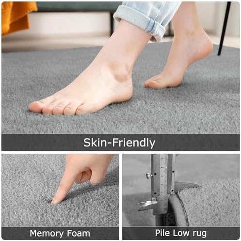 Keeko 2x6 Area Rugs for Living Room, Soft Washable Memory Foam Bedroom Rug - Image 2