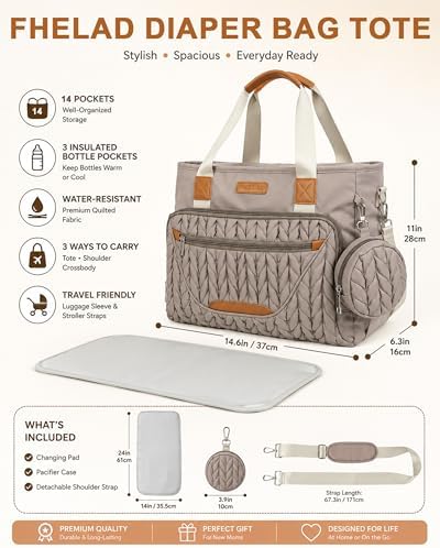 FHELAD Diaper Bag Tote, Baby Shower Gifts - Image 3