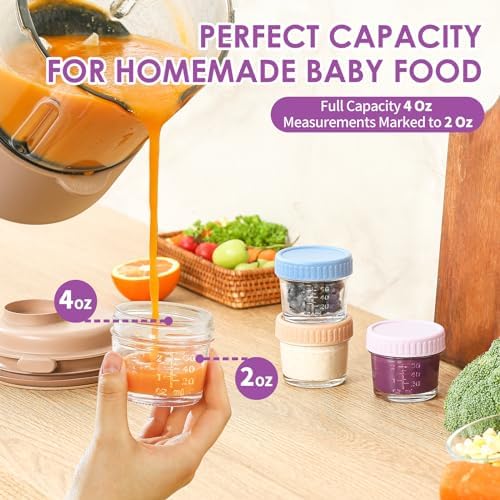 DRKIO 12 pcs Baby Food Storage Containers 4 Oz Small Glass Jars - Image 3