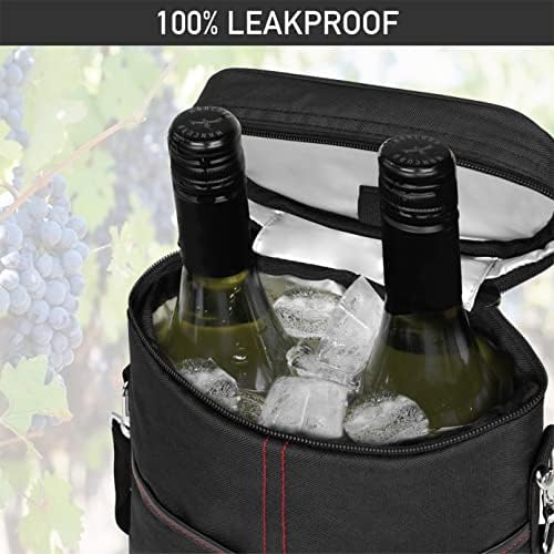 opux 2 Bottle Wine Carrier Tote, Insulated Leakproof Wine Cooler Bag, Wine - Image 5