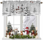 Vandarllin Winter Christmas Valance Curtains by VandarllinHomeKitchenDecor