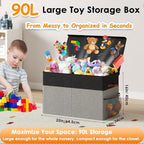 Large Toy Storage Box with Lid, Toy Chest with Divider, Foldable Organizer - Image 2