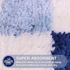 ORTIGIA Cute Blue Checkered Scalloped Bath Mat, Fun Plush Microfiber Bathroom - Image 4