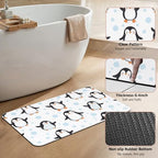 Diatomaceous Earth Bath Mat, Cute Cartoon Bath Rugs, Baby Penguins Non-Slip - Image 4