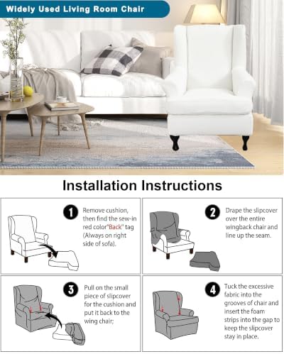 CRFATOP Wingback Chair Covers Wing Armchair Slipcovers - Image 5