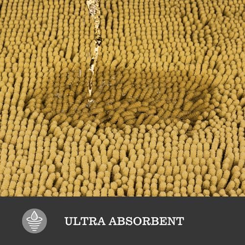 Yeaban Chenille Mustard Bathroom Runner Rug 24"x60" - Image 4