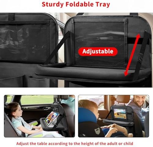 Car Backseat Organizer with Tablet Holder, 6 Storage Pockets Foldable Table - Image 4