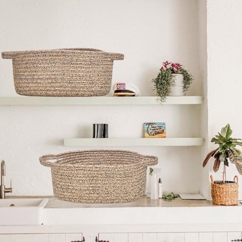 ABenkle Small Basket with Handles, Boho Decorative Rope Woven Dog Cat Toy - Image 6