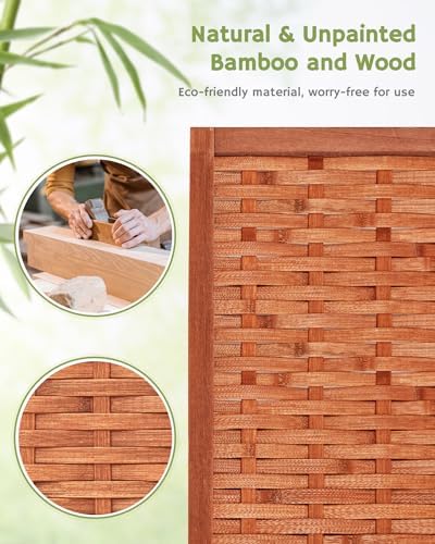 JOSTYLE Bamboo Room Divider, 6-Panel Folding Privacy Screen - Image 3