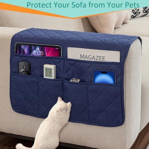Sofa Armrest Organizer with 6 Pockets, Non-Slip Couch Recliner Armchair Caddy - Image 5