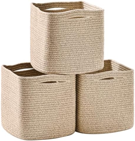 ICERZCZ 11 Inch Cube Storage Bins, Woven Baskets, Mixed Brown by ICERZCZ