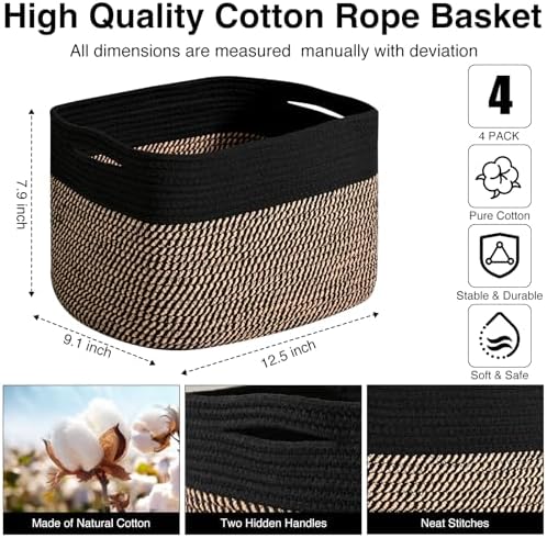 ICERZCZ Storage Baskets for Shelves Organizing, Woven Cotton Rope Baskets for - Image 3