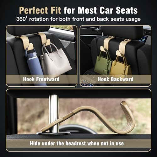 4-Pack Car Headrest Hooks Holds 55lbs Seat Storage Organizer - Image 5
