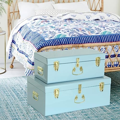 Vixdonos Metal Trunk Decorative Storage Box Set of 2 College Dorm Chest - Image 7