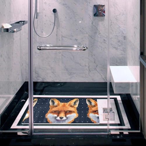 Bathtub Mat Non Slip 26.8x15.1 Inch, Fox Heads Shower Mat - Image 6