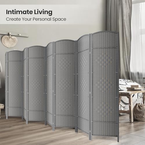 8 Panel Folding Room Divider, Woven Privacy Screen - Image 4