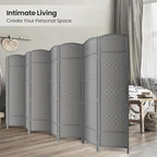 8 Panel Folding Room Divider, Woven Privacy Screen - Image 4