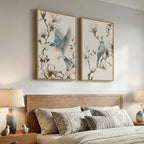 Framed Vintage Chinoiserie Botanical Floral Bird Wall Art Set, 24x36 In - Image 2
