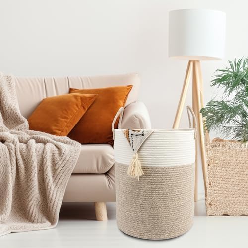 Woven Cotton Rope Laundry Basket, 15x20 Laundry Hamper - Image 5