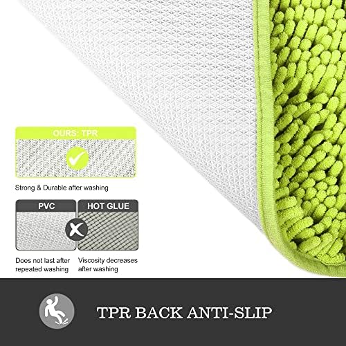Yeaban Chenille Lime Green Bathroom Rug 40"x60", Non-Slip Rubber Backing - Image 4