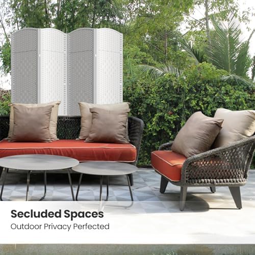4 Panel Folding Room Divider, Woven Privacy Screen - Image 5