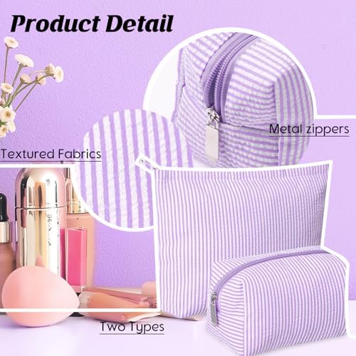 Huhumy 2 Pcs Makeup Bag Set for Women, Thin Stripe - Image 3