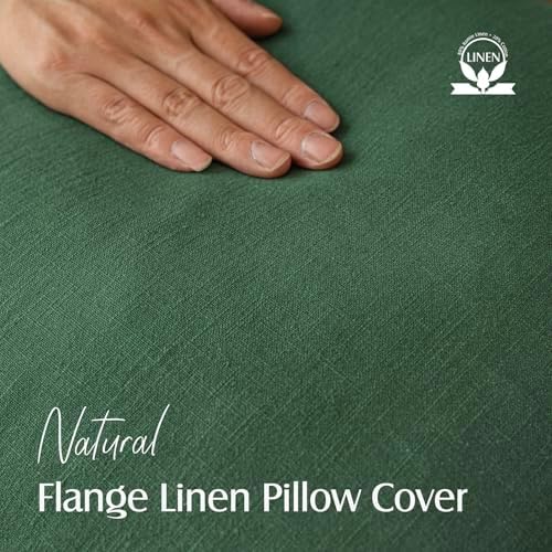 Foindtower Linen Solid Decorative Throw Pillow Covers 22x22 Inch Pine Green - Image 2