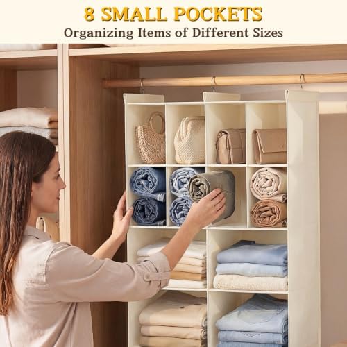 4 Tier Hanging Closet Organizer, 12 Compartments Dual Row Storage - Image 5