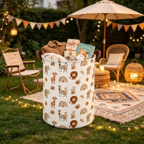 Boho animals Laundry Basket, Waterproof folding basket - Image 3