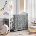 Mini Crib Bedding Set 3 Pieces Baby Boho Quilted Tufted Ruffles Comforter by Uozzi+Bedding
