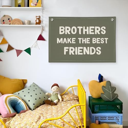 Boy Room Decor, Brothers Make The Best Friends Toddler Room Banner, Linen - Image 5