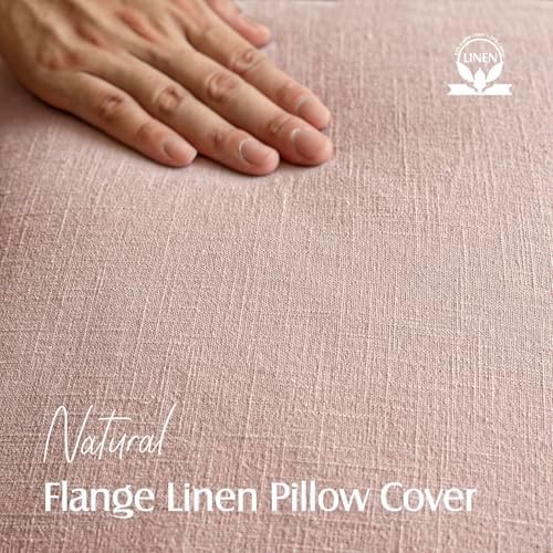 Foindtower Linen Solid Decorative Throw Pillow Covers 24x24 Inch Light Pink - Image 2