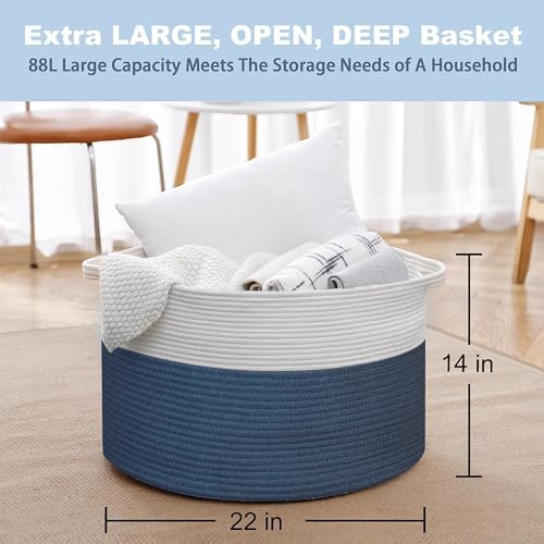 MEGASKET Extra Large Rope Basket, XXXL Woven Wicker Storage Basket, Kids Room - Image 3