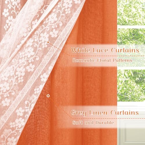 ASPMIZ Linen Kitchen Curtains Double Layers Window Curtain - Image 2