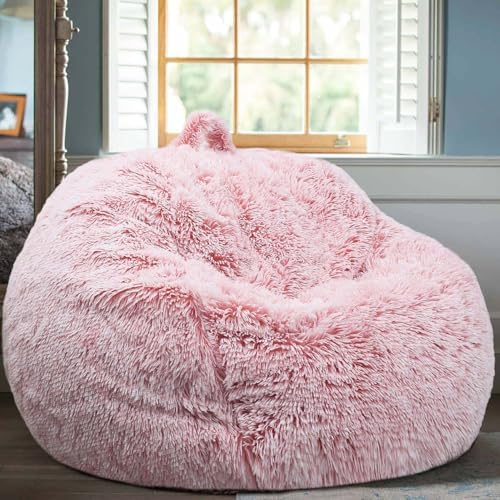 Fluffy Stuffed Animal Storage Bean Bag Chair Cover, Faux Fur Comfy Bean Bag by Unknown