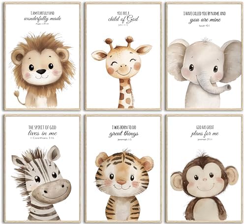 6Pcs Nursery Bible Verse Animal Wall Art Cute Woodland Animals Christian by tctrthd