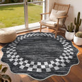 GarveeHome Washable Scalloped Round Rug 4ft Modern Solid Color Circle Rugs by GarveeHome