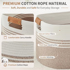 Laundry Hamper with Handles, 72L Rope Laundry Basket, Light Brown - Image 3