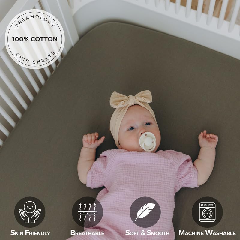 Dreamology Mini Crib Sheets, 100% Cotton Crib Sheet, Pack n Play Sheets - Image 2