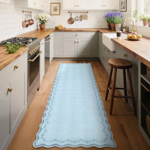 GarveeHome 2.5x8 Scalloped Washable Runner Rug Non Slip Hallway Kitchen Rug - Image 3