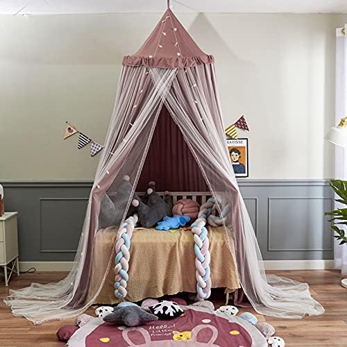 VETHIN Bed Canopy Double Layer Princess Round Dome Dreamy Mosquito Net Bedding - Image 5