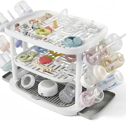 Baby Bottle Drying Rack, 3-Tier Large Capacity Countertop Organizer by GREENDADI