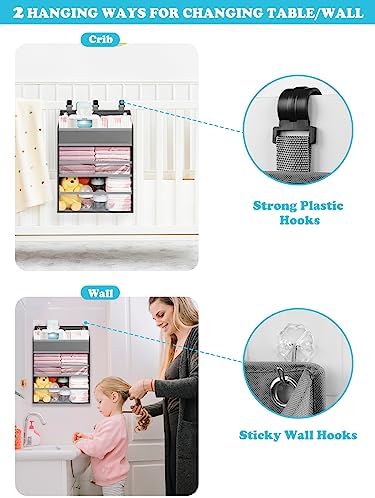 Hanging Diaper Caddy Organizer Crib Organizer–Spacious Baby Girl/Boy Nursery - Image 4
