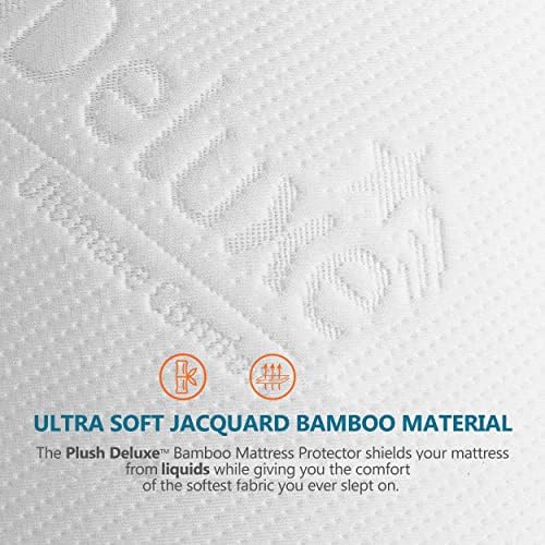 PlushDeluxe Bamboo Waterproof Mattress Protector, Twin Size, Ultra Soft - Image 2