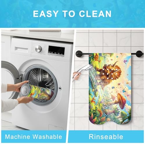 Bath Mat for Tub Non Slip Kids Bathtub Mat 40x16 Baby Bath Mat, Triceratops - Image 4