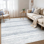 Nakagishi Boho 5x7 Area Rug Living Room Rugs Machine Washable White Blue by NakagishiAreaRug