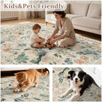 5x7 Area Rugs Boho Floral Washable Living Room Rug Neutral Carpet Nursery - Image 5