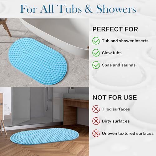 Blue Bath Mat for Tub Non Slip 27x15 - Image 7