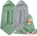 Muslin Hooded Baby Towels 2 Pack, 100% Cotton Baby Bath Towels by Unknown